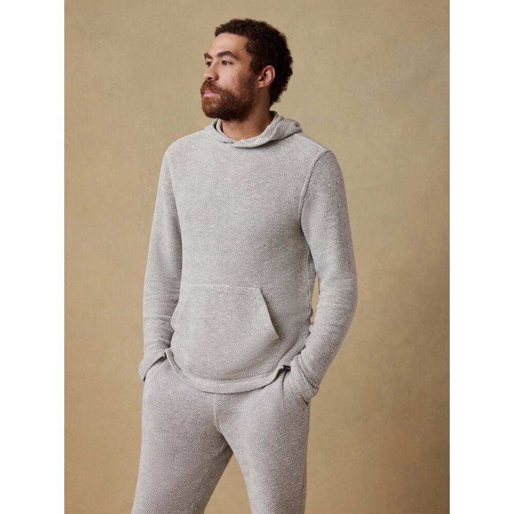 Faherty Men Whitewater Organic Cotton Blend Hoodie Small Grey Shell Loop Sweater
